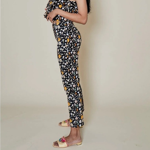 Rachel Antonoff Birdie Slim Straight Black Seashell Print Cigarette Pants 0 EUC - Picture 10 of 13